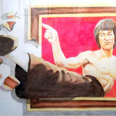 Sketch of Bruce Lee by BFA Fine Arts Students